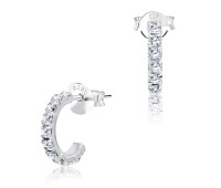 C Shaped with Rhinestone Silver Ear Stud STS-3788